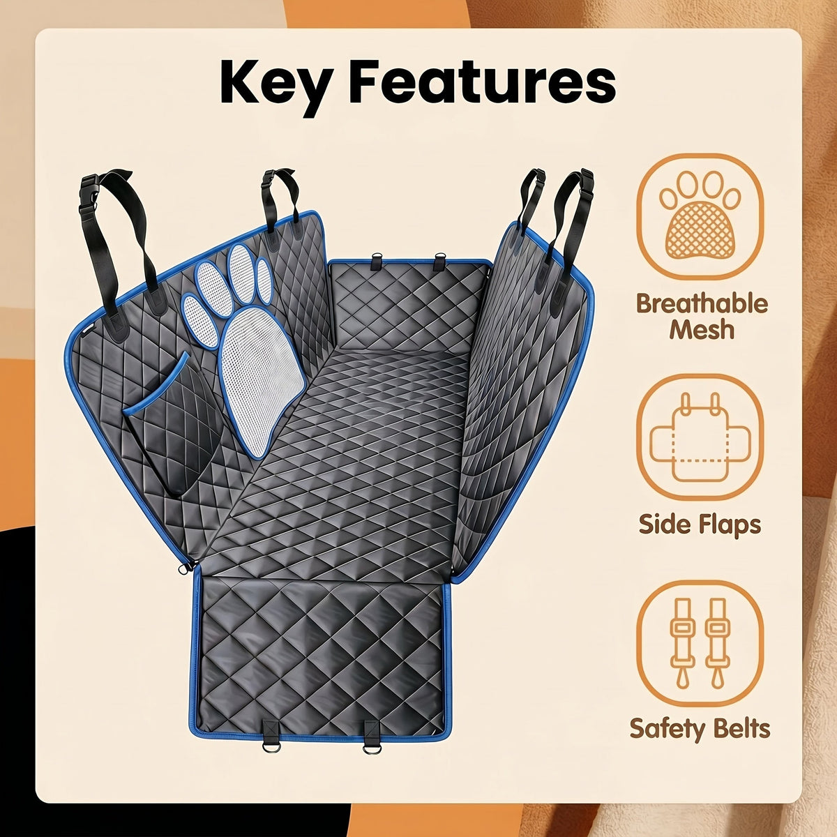 Pet Dog Seat Cover, Hammock-Style Design, Anti-Slip, Durable And Soft Rear Seat Cover for Pets. Made of Thickened 600D Heavy-Duty Fabric, This Pet Car Mat Fits Sedans, Trucks, And Suvs. It Is an Open Mesh Dog Car Seat Cushion