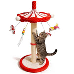 Large 39” Tall Carousel Cat Tree with Rotating Top & Hanging Toys - Multi-Level Cat Scratching Post Suitable for Indoor Cats, Adult Cats, Kittens, Space-Saving Vertical Climbing Tower for Modern Decor, Cat Furniture