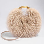 Women's Fashion Long Fur Wool Bag beach Faux Wool Fur Shoulder Bag Ladies Faux Furs Handbag Luxury Mongolian Sheep Fur Bags