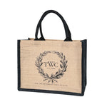 Custom Logo Natural Black Jute Bag Hessian Shopper Tote Bags With Strong Handles