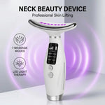 Neck Face Lifting Massager 7 Colors Light LED Photon Therapy Skin Tighten Wrinkle Remove Heating Vibration Massage Beauty Device
