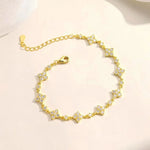 Rrjzz Round D-Color 3mm 2.5mm 2mm Full Moissanite Clover Lucky Bracelet Four Leaf Flower Beaded Bracelet for Women Jewelry Gifts