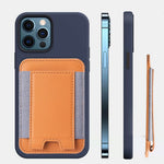 For Magsafe Card Holder Wallet Elastic Leather Pattern Case For iPhone 16 15 12 13 14 17Pro Max S25 Ultra Magnet Phone Bag Cover
