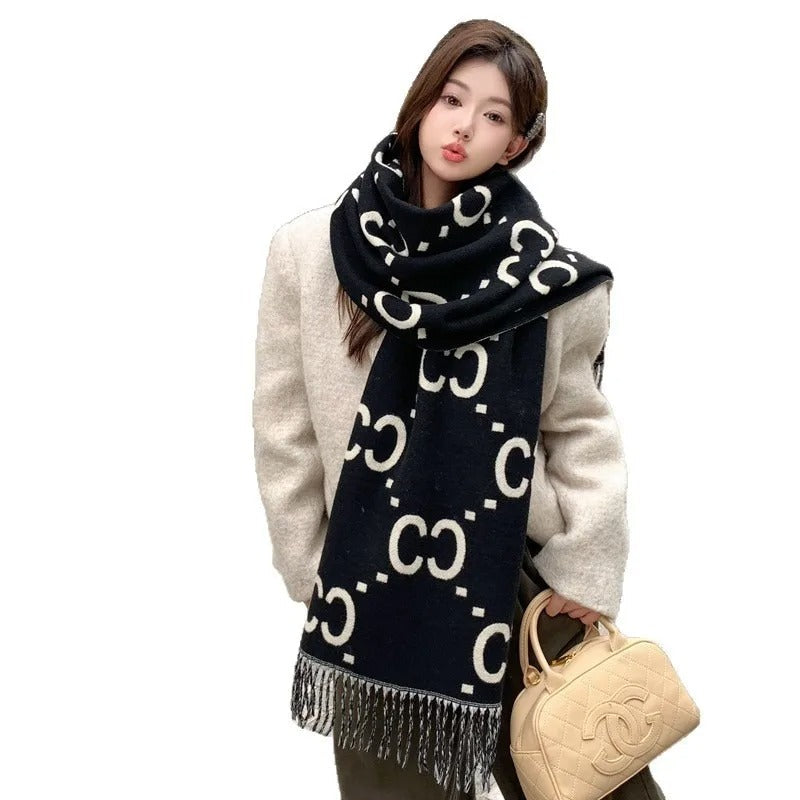 Women's Scarf Double-sided Letter Thickened Cashmere-like