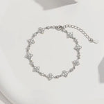 Rrjzz Round D-Color 3mm 2.5mm 2mm Full Moissanite Clover Lucky Bracelet Four Leaf Flower Beaded Bracelet for Women Jewelry Gifts