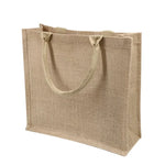 Custom Logo Natural Black Jute Bag Hessian Shopper Tote Bags With Strong Handles
