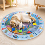 [Pet Water Play Mat] BDTGP Pet Water Play Mat for Cats And Dogs, Inflatable Ocean-Themed Toy with Floating Shapes, Indoor And Shaded Outdoor Activity Mat, Without Battery
