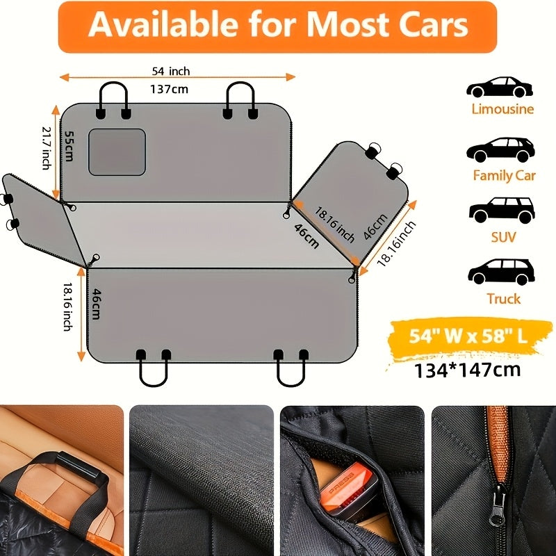 [Heavy-Duty Dog Seat Cover] 600D Heavy-Duty Dog Seat Cover Compatible for Car, Truck, SUV Rear Seats - Sliding Pad Pet Hammock with Scratch-Resistant Protection, Soft Durable Polyester Suitable for Vehicles, for Car Models