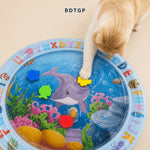[Pet Water Play Mat] BDTGP Pet Water Play Mat for Cats And Dogs, Inflatable Ocean-Themed Toy with Floating Shapes, Indoor And Shaded Outdoor Activity Mat, Without Battery