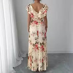 Women's Summer Hot Sale Digital Print Dress – Pleated Ruffled Waist Romantic Vacation Maxi Euro American