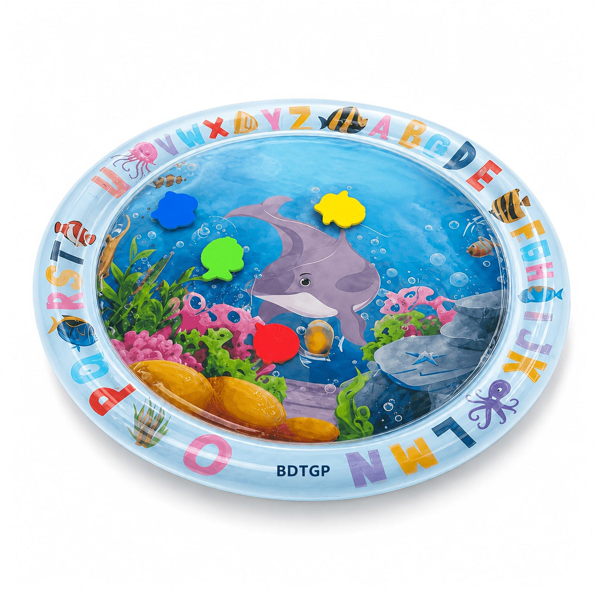 [Pet Water Play Mat] BDTGP Pet Water Play Mat for Cats And Dogs, Inflatable Ocean-Themed Toy with Floating Shapes, Indoor And Shaded Outdoor Activity Mat, Without Battery