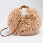 Women's Fashion Long Fur Wool Bag beach Faux Wool Fur Shoulder Bag Ladies Faux Furs Handbag Luxury Mongolian Sheep Fur Bags