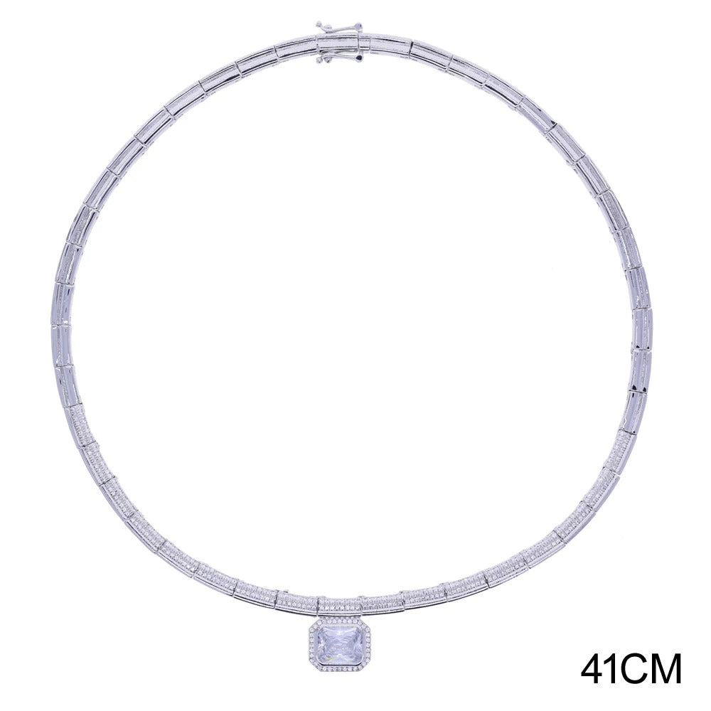 High Quality Geometric 5A CZ Tennis Chain Luxury Long Y Lariat Necklace For Women Fashion Rectangle Charm Choker Jewelry 2026
