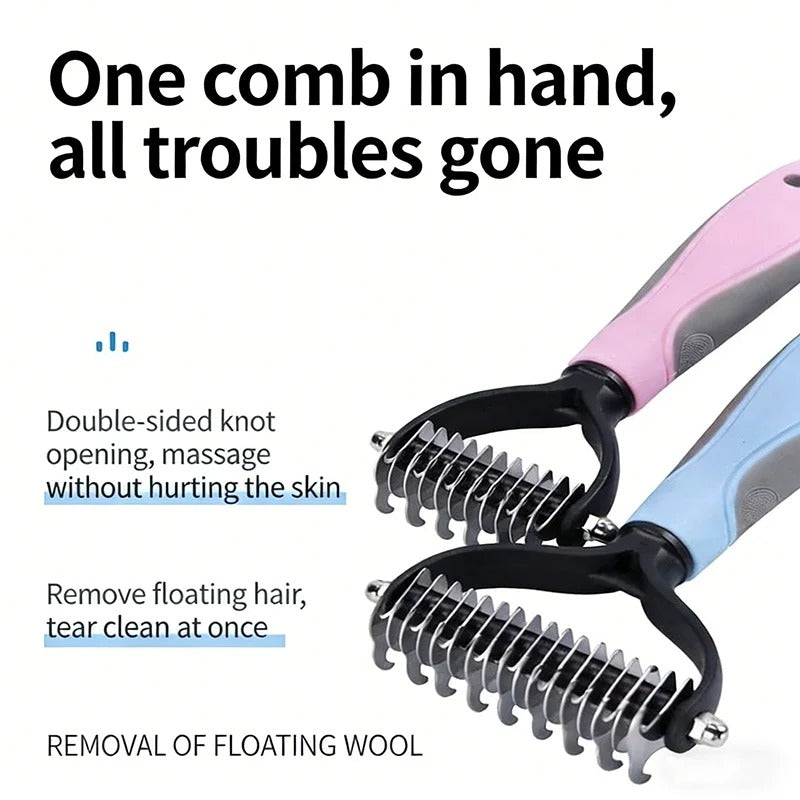 Professional Pet Cat Hair Removal Comb Brush Cat Dog Grooming Shedding Tools Double Sided Pet Grooming Comb for Pet Care