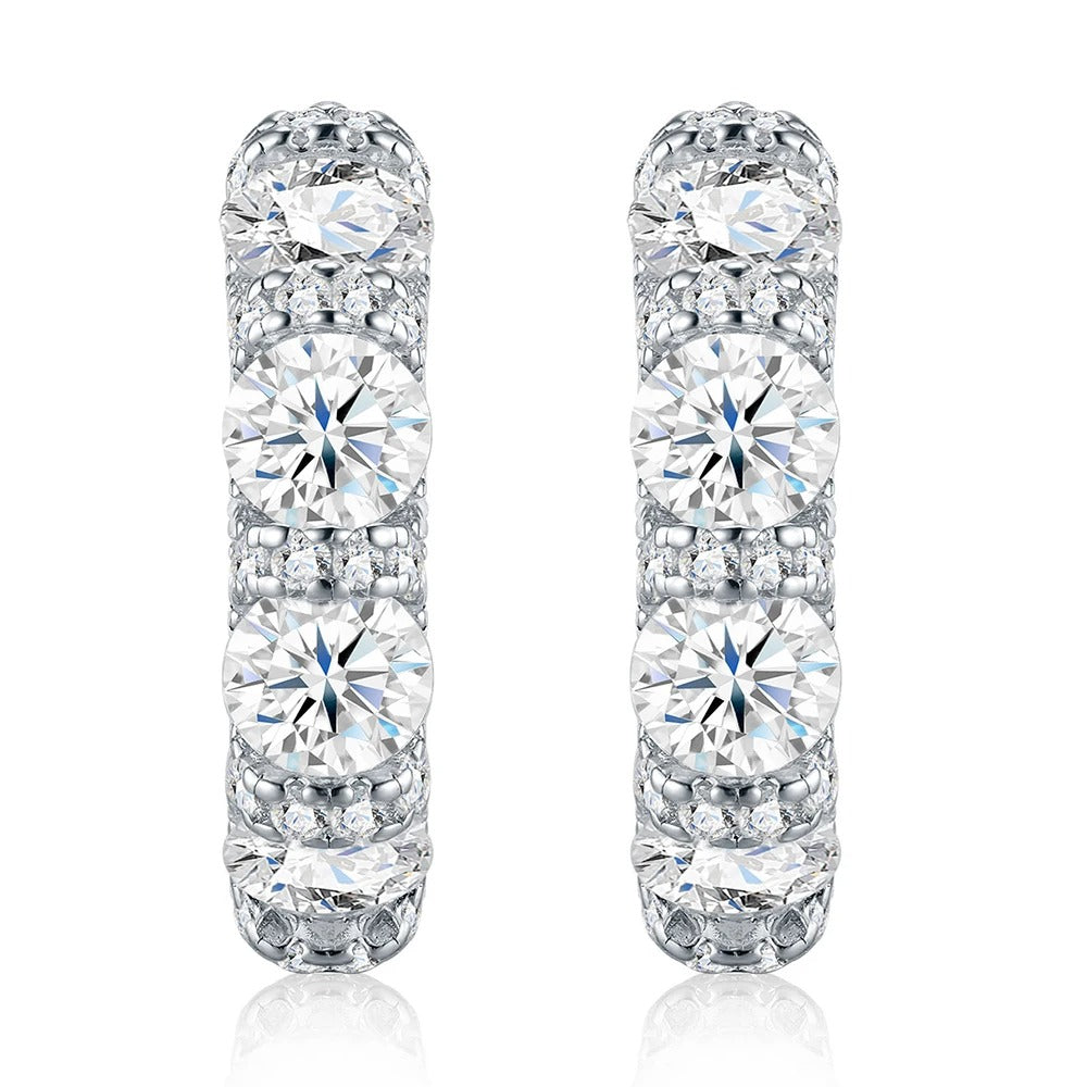 Real 925 Silver Moisanite Earrings D Color 4mm Moissanite Diamond Hoops Earrings for Women Sparking Wedding Fine Jewelry