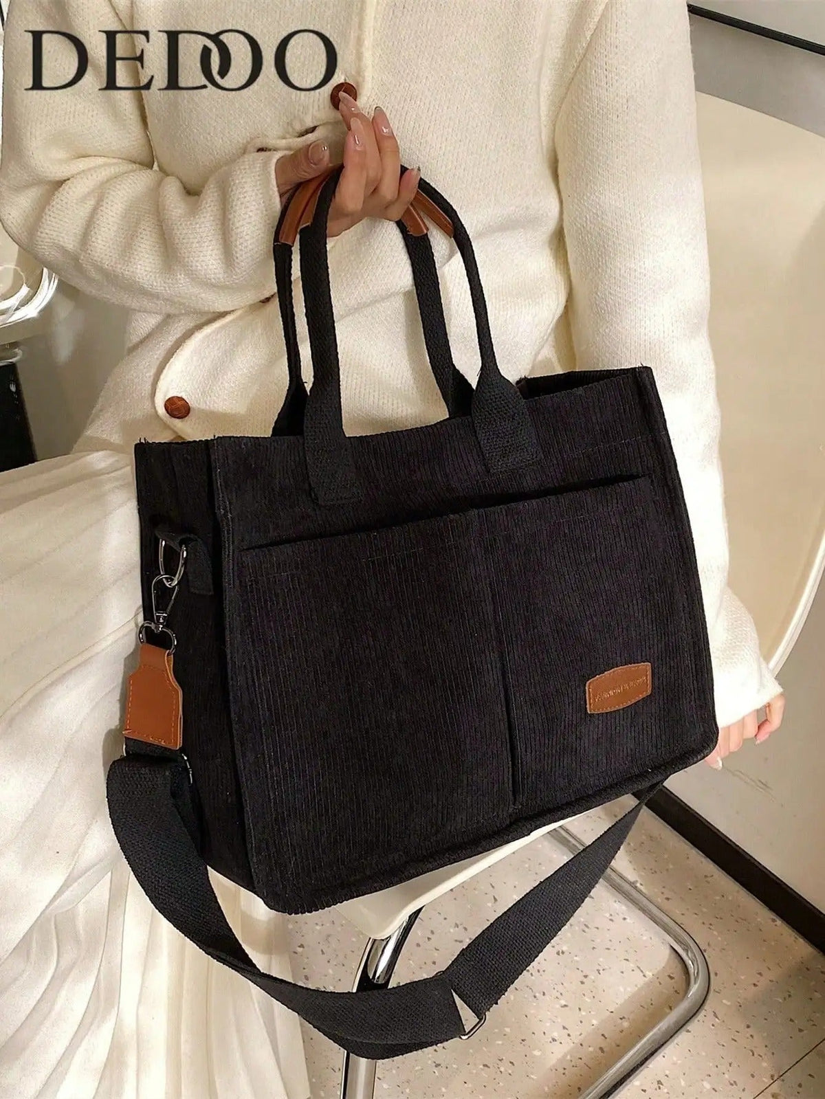 Letter Patch Decor Shopper Bag, Stylish Linen, PVC Bag For Groceries & Gifts Back To School, Classic Casual, Suitable For Teen Girls Women College Students, Perfect For Back To School, College, Middle School, High School