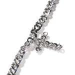 Colorful Flower Cuban Chain Full Paved Iced Out Bling Cubic Zirconia Cross Charms Baguette CZ Cuban Chain HipHop Jewelry
