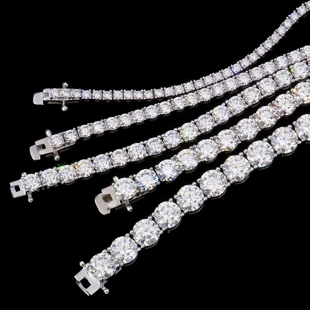 Junsun 3mm to 6.5mm D Color VVS1 Moissanite Tennis Bracelet for Women Men S925 Sterling Silver Fine Jewelry for Wife Husband