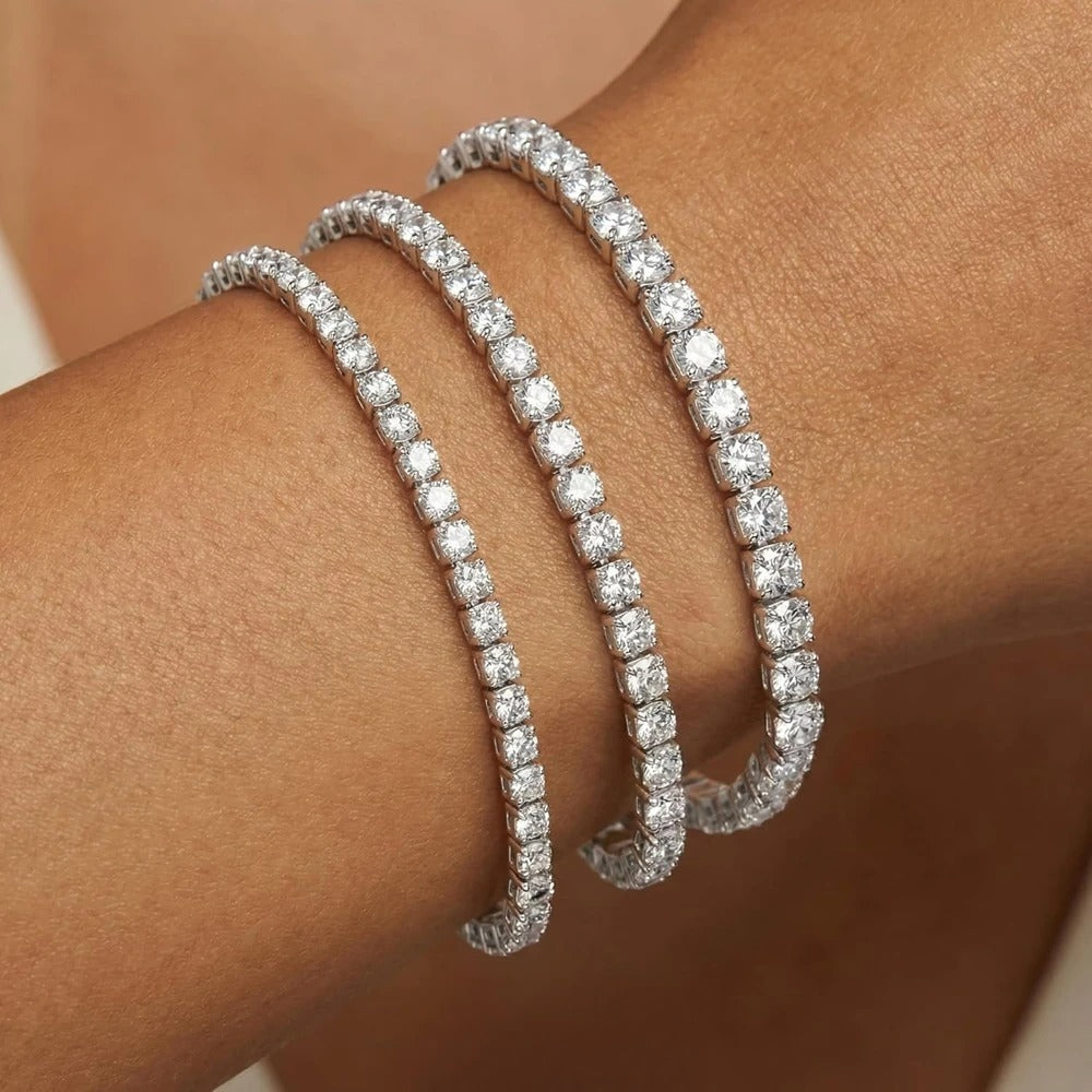 Junsun 3mm to 6.5mm D Color VVS1 Moissanite Tennis Bracelet for Women Men S925 Sterling Silver Fine Jewelry for Wife Husband