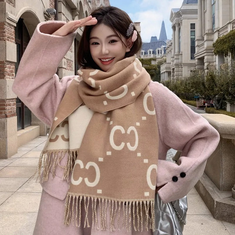 Women's Scarf Double-sided Letter Thickened Cashmere-like