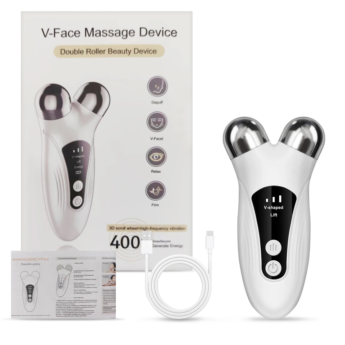 CMH FaceCare Lifting Machine V-Face Roller Skin Rejuvenation Anti-Wrinkle Beauty Device EMS Facial Massager Roller Microcurrent