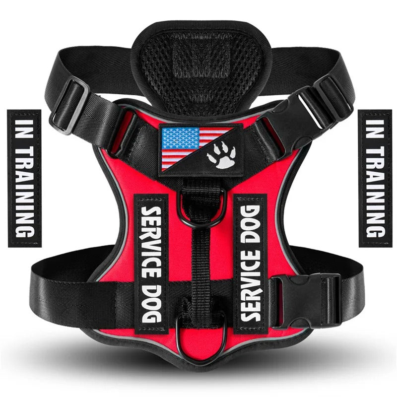 Oxford Working Dog Harness Reflective Medium Large Dog Vest Harness with 5 PCS Patches WD Harness Pet Dog Accessories