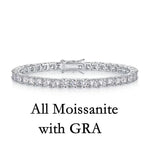 Junsun 3mm to 6.5mm D Color VVS1 Moissanite Tennis Bracelet for Women Men S925 Sterling Silver Fine Jewelry for Wife Husband